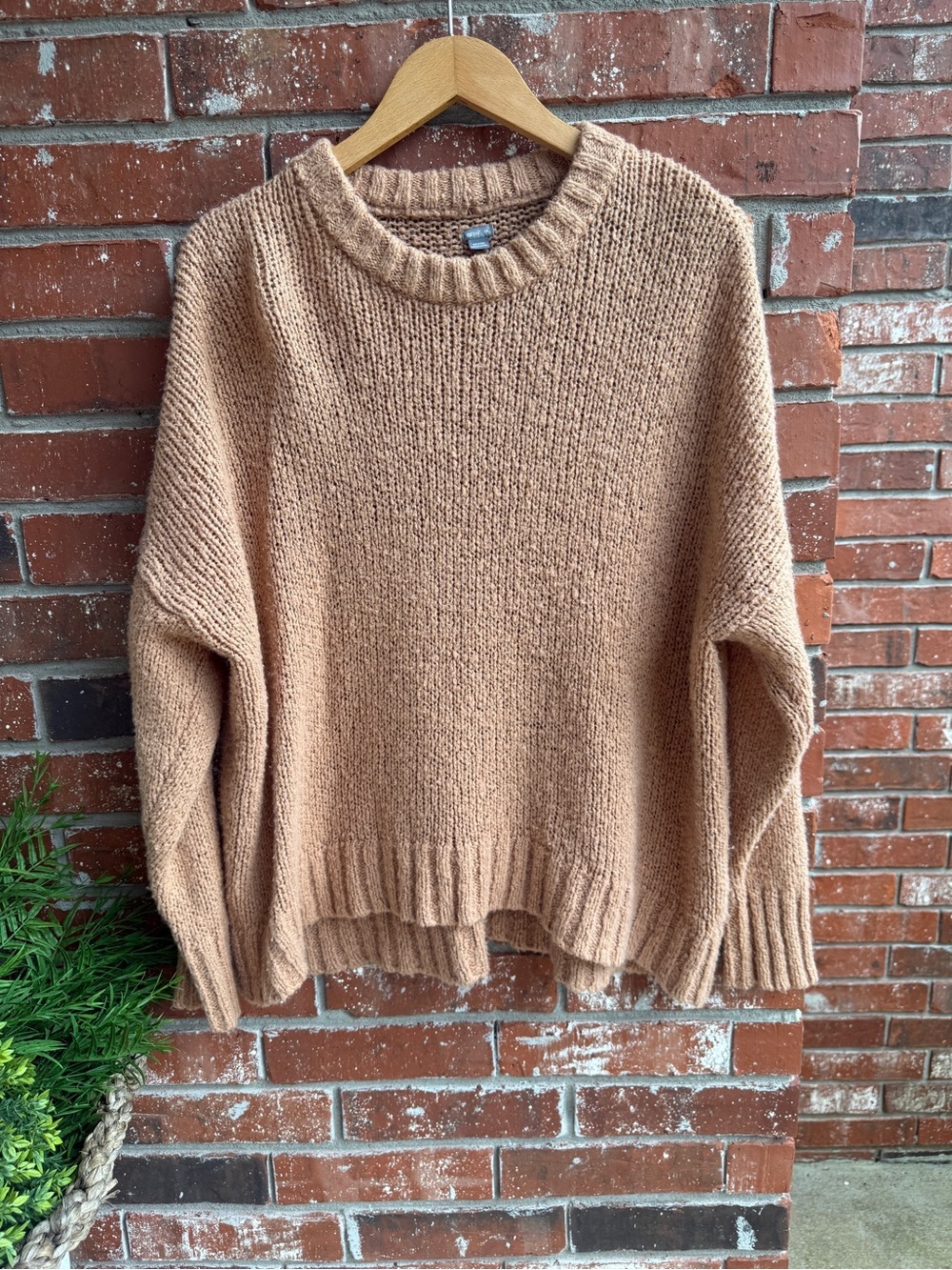 aerie Chunky Scoop Neck Sweater - Camel
